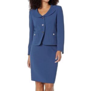 Nipon Boutique Skirt Suit Women's Plus Size 16 Blue Quartz 2-Piece NWT